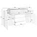 Credenza Milo, Madia Da Cucina A 3 Ante E 3 Cassetti, Buffet Da Soggiorno, 100% Made In Italy, Cm 160x45h86, Bianco Lucido E Acero - Foto miniatura 3