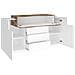 Credenza Milo, Madia Da Cucina A 3 Ante E 3 Cassetti, Buffet Da Soggiorno, 100% Made In Italy, Cm 160x45h86, Bianco Lucido E Acero - Foto miniatura 4