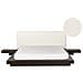 Letto Matrimoniale Legno Scuro Con Testata In Bouclé Con Led 160 X 200 Cm Zen - Foto miniatura 2