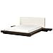Letto Matrimoniale Legno Scuro Con Testata In Bouclé Con Led 160 X 200 Cm Zen - Foto miniatura 3