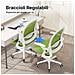 Sedia Ufficio - Sedia Scrivania Con Supporto Lombare - Poltrona Ufficio In Rete Traspirante - Sedia Da Ufficio Ergonomica Braccioli E Altezza Regolabili - Verde - Foto miniatura 2