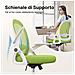 Sedia Ufficio - Sedia Scrivania Con Supporto Lombare - Poltrona Ufficio In Rete Traspirante - Sedia Da Ufficio Ergonomica Braccioli E Altezza Regolabili - Verde - Foto miniatura 4