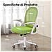 Sedia Ufficio - Sedia Scrivania Con Supporto Lombare - Poltrona Ufficio In Rete Traspirante - Sedia Da Ufficio Ergonomica Braccioli E Altezza Regolabili - Verde - Foto miniatura 5