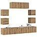 Set Mobile Tv 7 Pz Montato A Parete Rovere In Legno Multistrato - Foto miniatura 1