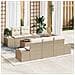 Set Divano Giardino 6 Pezzi con Cuscini Beige Polyrattan Acacia - Foto miniatura 2