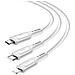 Cavo 3-in-1 Usb-c, Micro Usb, Lightning Ricarica Rapida 60w 1m, Bianco - Foto miniatura 5