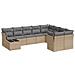 Set Divano da Giardino 10 pz con Cuscini Beige in Polyrattan - Foto miniatura 1