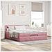 Struttura Letto Pouf con Materasso Rosa 160x200 cm in Velluto - Foto miniatura 3