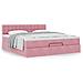 Struttura Letto Pouf con Materasso Rosa 160x200 cm in Velluto - Foto miniatura 4
