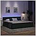 Letto con contenitore e LED Verde Scuro 200 x 200 cm Velluto - Foto miniatura 5