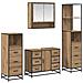 Set di mobili per il bagno con porta 4 pcs Rovere artigianale - Foto miniatura 1
