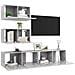 Set di Mobili Porta TV 4 pz Grigio Cemento in Legno Multistrato - Foto miniatura 3