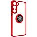 Cover Per Samsung S23 Bimateria Anello Metallico Supporto Bordo Rosso - Foto miniatura 3