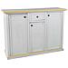 Credenza 3 Porte 1 Cassetto Bianco Anticato Filo Ocra 120x39x85 - Foto miniatura 1