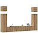 Set Mobile Tv 6 Pz Montato A Parete Rovere In Legno Multistrato - Foto miniatura 1