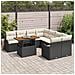 Set Divano da Giardino  9 Pezzi con Cuscini Nero Polyrattan Acacia, Divano da Giardino  2-Persone con Cuscini Nero Polyrattan - Foto miniatura 3