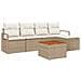 Set Divano Giardino 6 Pezzi con Cuscini Beige Polyrattan Acacia, Divano Giardino 2 Posti con Cuscini Beige Polyrattan - Foto miniatura 1
