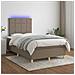 Letto a Molle con Materasso e LED Tortora 120x190 cm in Tessuto - Foto miniatura 5