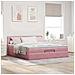 Struttura Letto Pouf con Materasso Rosa 160x200 cm in Velluto - Foto miniatura 4