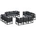 Set Divano da Giardino con cuscino 12 pcs Nero Alluminio - Foto miniatura 1