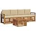 Set divani 5 pcs Naturale e Beige Legno di Acacia Massello - Foto miniatura 1