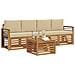 Set divani 5 pcs Naturale e Beige Legno di Acacia Massello - Foto miniatura 3