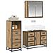 Set di mobili per il bagno con porta 3 pcs Rovere artigianale - Foto miniatura 3