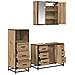 Set di mobili per il bagno con porta 3 pcs Rovere artigianale - Foto miniatura 5
