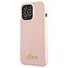 Guess Guhmp13llslmglp Iphone 13 Pro / 13 6,1 Rosa Chiaro /rosa Chiaro Custodia In Silicone Script Gold Logo Magsafe - Foto miniatura 1