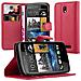 Custodia Compatibile Con Htc Desire 500 In Rosso Carminio - Coperchio Protettiva Con Chiusura Magnetica, Funzione Stand E Tasca Per Le Carte - Foto miniatura 1