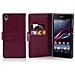Custodia Libro Per Sony Xperia Z1 In Porpora - Con Vani Di Carte E Funzione Stand Di Similpelle Strutturata - Portafoglio Cover Case Wallet Book Etui Protezione - Foto miniatura 1