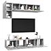 Set di Mobili Porta TV 5 pz Grigio Cemento in Legno Multistrato - Foto miniatura 4