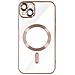 Cover Magsafe Per Iphone 14 Silicone Protezione Camera Bordo Cromato Rose Gold - Foto miniatura 1