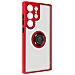 Cover Per Samsung S23 Ultra Bimateria Anello Metallico Supporto Bordo Rosso - Foto miniatura 5