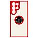 Cover Per Samsung S23 Ultra Bimateria Anello Metallico Supporto Bordo Rosso - Foto miniatura 1