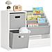 Libreria Per Bambini Scaffale Per Bambini Con Scatole Scaffale Per Giocattoli Mobili Per Camerette Bianco 80x30x61cm Kmb76-w - Foto miniatura 1