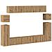 Set Mobile Tv 8 Pz Montato A Parete Rovere In Legno Multistrato - Foto miniatura 2
