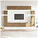 Set Mobile Tv 8 Pz Montato A Parete Rovere In Legno Multistrato - Foto miniatura 3