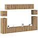 Set Mobile Tv 8 Pz Montato A Parete Rovere In Legno Multistrato - Foto miniatura 1
