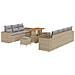 Set di Divani da Giardino  da 10 Pezzi con Cuscini Beige Rattan PE Acacia, Set di Mobili da Pranzo da Giardino  da 3 Pezzi con Cuscini Beige Rattan PE Acacia - Foto miniatura 1
