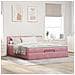 Struttura Letto Pouf con Materasso Rosa 160x200 cm in Velluto - Foto miniatura 4