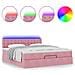 Struttura Letto Pouf con Materasso Rosa 160x200 cm in Velluto - Foto miniatura 5