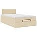 Struttura Letto Pouf con Materasso Crema 120x200 cm in Tessuto - Foto miniatura 7