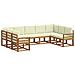 Set di divani da esterno con cuscino 9 pcs Naturale e Crema - Foto miniatura 1