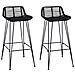Sgabello da bar 2 pcs Nero 44 x 46 x 91 cm Rattan e acciaio - Foto miniatura 1