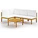 Set Divani da Giardino 5 pz con Cuscini Crema Massello Acacia - Foto miniatura 1