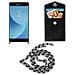 Catena Di Telefoni Cellulari Compatibile Con Samsung Galaxy J7 2018 In Nero Camouflage - Coperchio Protettivo In Silicone Con Anelli D'argento, Cinturino In Corda E Custodia Staccabile - Foto miniatura 7