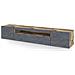Mobile Porta Tv Jesse, Credenza Bassa Da Soggiorno A 3 Ante, Base Porta Televisione, 100% Made In Italy, Cm 200x40h37, Acero E Ardesia, Con Luce Led - Foto miniatura 6