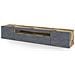 Mobile Porta Tv Jesse, Credenza Bassa Da Soggiorno A 3 Ante, Base Porta Televisione, 100% Made In Italy, Cm 200x40h37, Acero E Ardesia, Con Luce Led - Foto miniatura 2