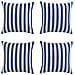 Cuscini Decorativi 4pz Strisce Blu E Bianco 65x65x16 Cm Tessuto - Foto miniatura 2